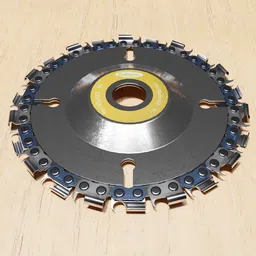 Detailed 3D model of a titanium-coated chain disc for wood carving with 22 teeth, compatible with Blender 3D.