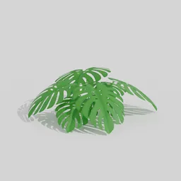 Hand-painted 3D monstera leaf model optimized for Blender with a stylized design, ideal for nature-themed digital art.