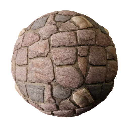 High-resolution PBR texture of red stone wall surface for 3D modeling and rendering in Blender.