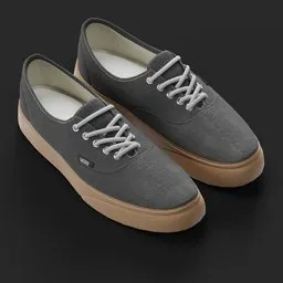 Realistic 3D model of casual lace-up sneakers, rendered in Blender, ideal for fashion design and animation.