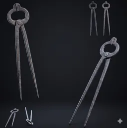 Forged Iron Blacksmith Tongs