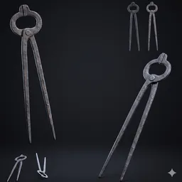 Forged Iron Blacksmith Tongs