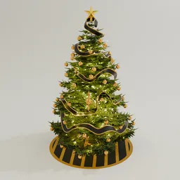 Christmas tree in gold and black