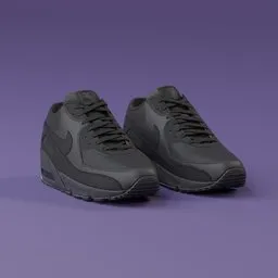 "Running Shoes Nike Air Max 90 3D Model - Black and Purple, Inspired by Nathan Oliveira and David Budd, Animated Still, Created in 2019"