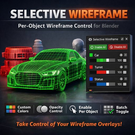 Selective Wireframe - Per-Object Wireframe Control for Blender