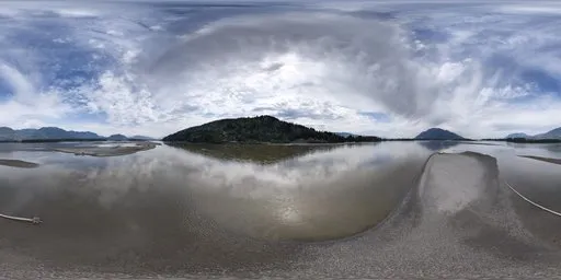 Overcast River Valley Landscape