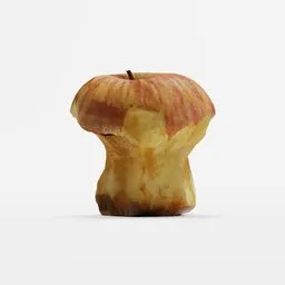 "3D model of a scanned bitten apple created in Blender 3D. This stylized render features a toon shader for a post-minimalistic effect. Ideal for use in fruit and vegetable themed designs."