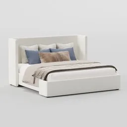 High-quality 3D rendering of a king-sized bed with plush cashmere fabric and cozy pillows, perfect for Blender 3D projects.
