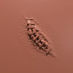 Detailed 3D sculpted skin surface showing scar with staples texture for Blender sculpting brush tool.