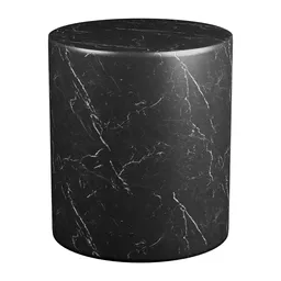 High-quality 3D model of a black marble cylindrical side table, suitable for Blender rendering and realism.