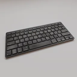 Realistic Blender 3D model of a textured black Bluetooth keyboard with visible wear and tear.
