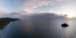 Aerial Ocean Coast Sunset