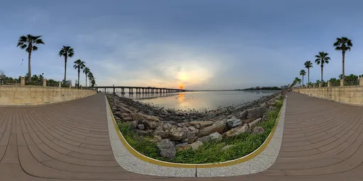 Seaside trail at sunset