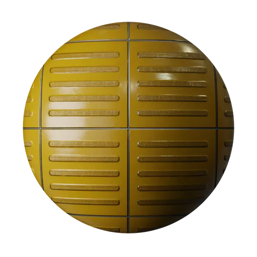 High-quality PBR textured dark yellow safety floor material for Blender 3D rendering and other 3D apps.