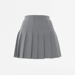 Low-poly 3D pleated skirt model with 4K PBR textures, UV mapped and textured for fashion design in Blender.