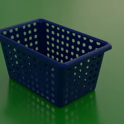 "Blue clothes storage basket on green surface - 3D render for Blender 3D software. Perfect for organizing your apparel collection with ease."