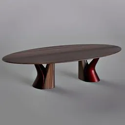 Modern round walnut table