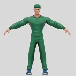Male Surgeon in Green Scrubs