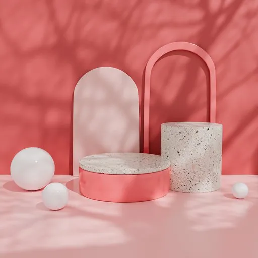 Elegant Blender 3D studio render scene with geometric shapes and customizable lighting for product display.