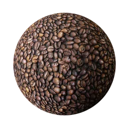 Highly detailed coffee beans texture for PBR 3D rendering in Blender and other 3D apps.