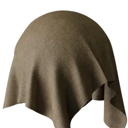 High-resolution PBR scanned brown fabric texture for realistic rendering in 3D applications.