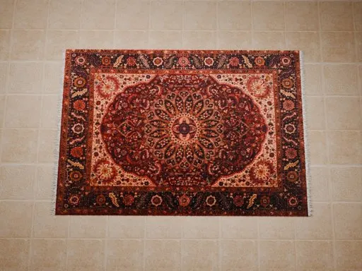 Detailed Persian carpet 3D model optimized for Blender with intricate patterns and realistic texture.