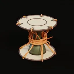 Detailed 3D model of a Tuzumi drum, featuring authentic textures ideal for Blender renderings.