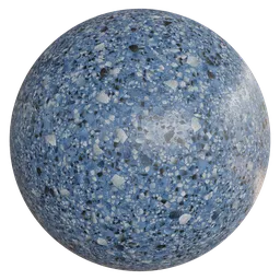 High-resolution blue terrazzo PBR texture for 3D floor rendering in Blender.