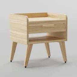 Realistic wooden 3D model of a bedside table with a drawer for Blender rendering.