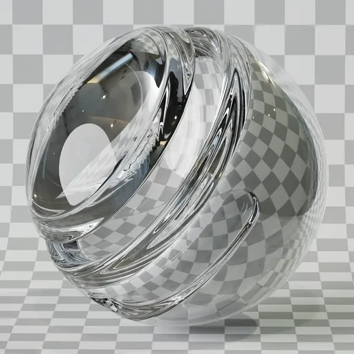 Transparent PBR Procedural Glass Material for Blender 3D with reflective qualities on a checkered background.