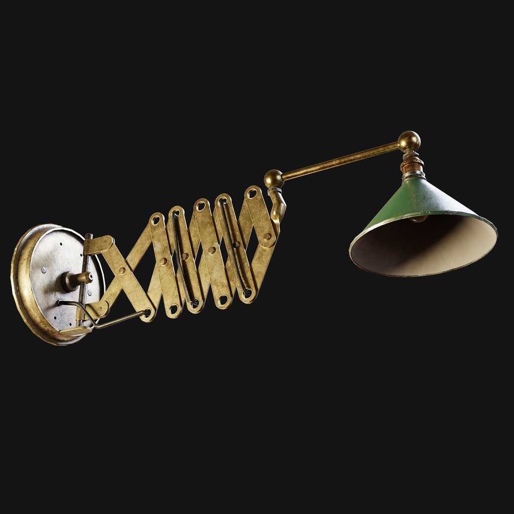 Industrial Scissor-Arm Wall Lamp | Wall Light models | BlenderKit