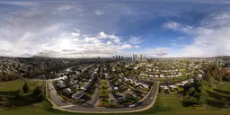 Aerial City Neighborhood Sunny Day