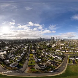 Aerial City Neighborhood Sunny Day