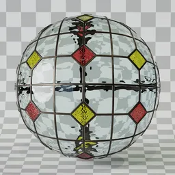 Diamond Grid Glass Panel Red Yellow