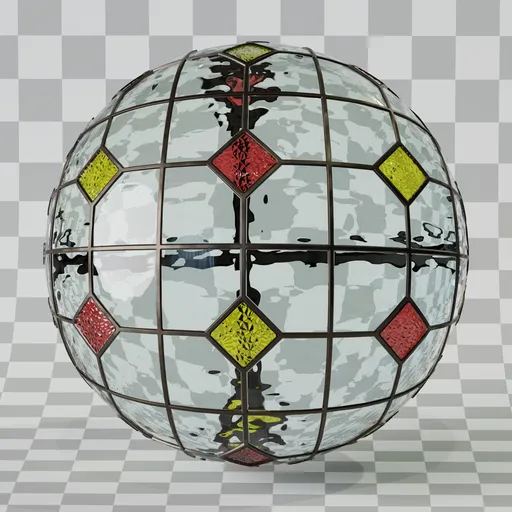 Diamond Grid Glass Panel Red Yellow