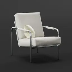 Modern realistic 3D rendering of a stylish armchair, compatible with Blender, showcasing design and textures.