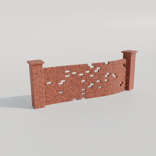 Adjustable Blender 3D model of a red brick wall with custom geometry nodes for flexible design.