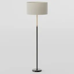 "Telescoping Adjustable Floor Lamp with black and gold finishes - a 3D model from West Elm for Blender 3D. Elegant gold body, textured base, and long boi design. Perfect for modern or classic interior designs."