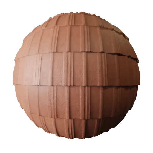 High-resolution PBR texture of terracotta Manglore roofing tiles suitable for Blender 3D and other 3D applications.