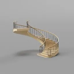 Detailed 3D marble staircase for Blender featuring a 270-degree spiral design, 160cm wide with 25 steps suitable for 312cm floor height.