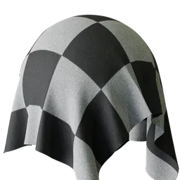 High-resolution 4K PBR gray check fabric material for Blender 3D and other 3D applications.