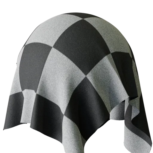 High-resolution 4K PBR gray check fabric material for Blender 3D and other 3D applications.