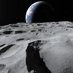 Highly detailed lunar surface 3D model with craters, ideal for Blender projects, available for download.