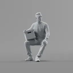Lowpoly Male Sitting