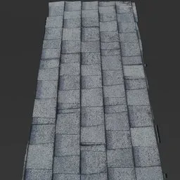Detailed photoscanned 3D model of a tiled roof section with textures, compatible with Blender 3D.