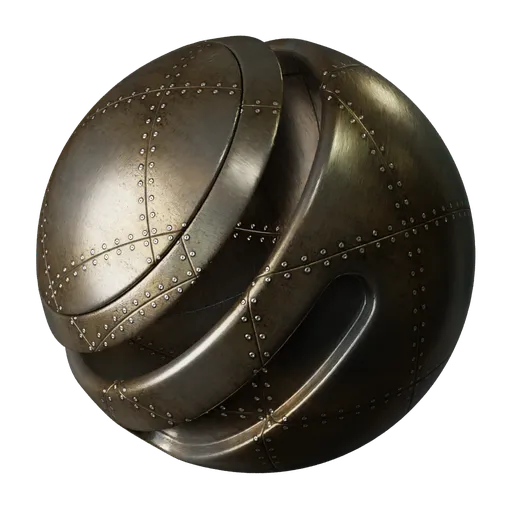 2K PBR rusted metal rivets texture for Blender 3D material library, showcasing aged, diamond-patterned steel with realistic scratches.