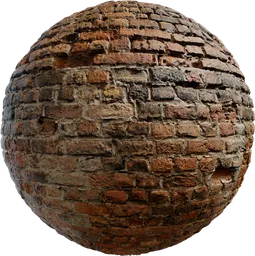 High-resolution PBR texture of patched red brick plaster for 3D applications, created by Rob Tuytel.