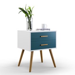 3D-rendered bedside table with realistic texturing and complementary objects, designed for Blender.