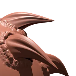 Detailed claw-spike sculpting effect by 3D brush for creature modeling in Blender.