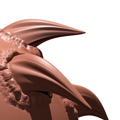 Detailed claw-spike sculpting effect by 3D brush for creature modeling in Blender.
